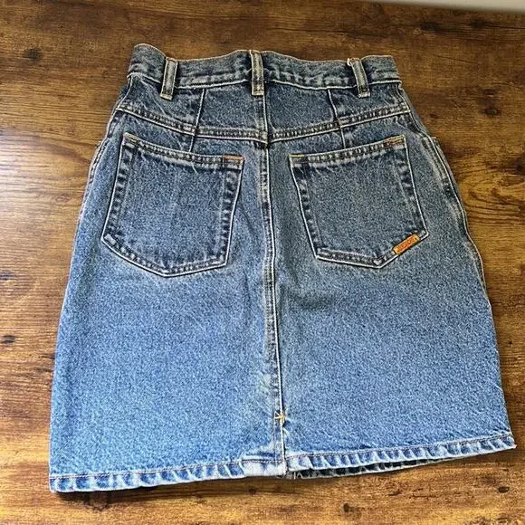Vintage Jordache Cotton High Rise Lighter Wash Denim Skirt - Picture 3 of 10